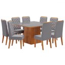Ver imagem 2 de Mesa de Jantar 8 Lugares Amabile com Vidro Mel/veludo Cinza/grafite - Pnr Móveis