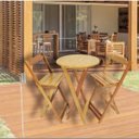 Ver imagem 2 de Cadeira Bistrô Alta Dobrável de Madeira 