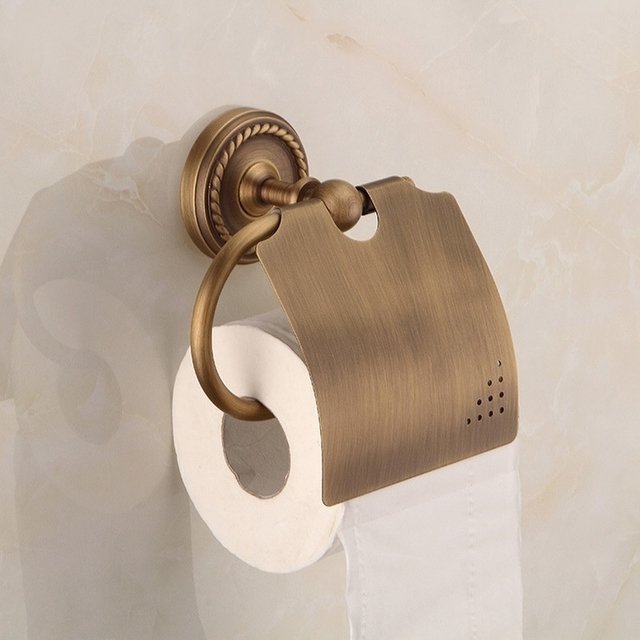 Kit Banheiro Vintage Retrô Metal Bronze Antigo Luxo 4 Pçs - 5