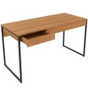 Ver imagem 2 de Mesa para Escritório Escrivaninha 1 Gaveta Estilo Industrial Amêndoa/preto