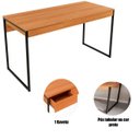 Ver imagem 4 de Mesa para Escritório Escrivaninha 1 Gaveta Estilo Industrial Amêndoa/preto