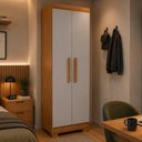 Ver imagem 1 de Guarda-Roupa Solteiro 100% MDF com 2 Portas e Pés Multimóveis CR35515 Madeirado/Off White