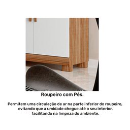 Guarda Roupa New Paranoá com 4 Portas e 2 Gavetas Móveis Rimo Branco - 4
