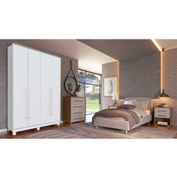 Guarda Roupa New Paranoá com 4 Portas e 2 Gavetas Móveis Rimo Branco - 2