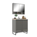 Ver imagem 2 de Conjunto Gabinete para Banheiro e Espelheira Ripado 80cm Nevada Cimento