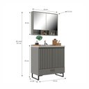 Ver imagem 5 de Conjunto Gabinete para Banheiro e Espelheira Ripado 80cm Nevada Cimento