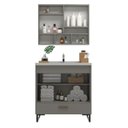 Ver imagem 4 de Conjunto Gabinete para Banheiro e Espelheira Ripado 80cm Nevada Cimento