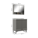 Ver imagem 3 de Conjunto Gabinete para Banheiro e Espelheira Ripado 80cm Nevada Cimento