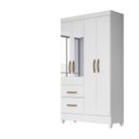 Ver imagem 5 de Guarda Roupa Solteiro 4 Portas com Espelho 2 Gavetas- Branco / Rosa / Azul / Lilas Flex Branco