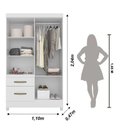 Ver mais imagens de Guarda Roupa Solteiro 4 Portas com Espelho 2 Gavetas- Branco / Rosa / Azul / Lilas Flex Branco