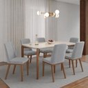 Ver imagem 1 de Conjunto de Jantar Mesa c/Vidro Donatella 6 Cadeiras Kalina - Cinza