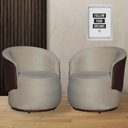 Ver imagem 1 de Kit 2 Poltronas Organica Beatriz Suede Bege C/ Composê Corano Marrom - Lm Decor