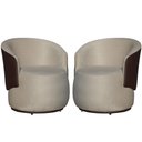 Ver imagem 2 de Kit 2 Poltronas Organica Beatriz Suede Bege C/ Composê Corano Marrom - Lm Decor
