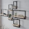 Kit Nicho Prateleiras Aço Ferro Cor Preto e Mdf Claro Estilo Industrial Ni-03 - 1