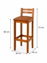 Ver imagem 3 de Kit 2 Banqueta Madeira em Courino Marrom 77cm