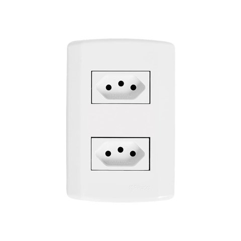 2 Tomadas 2p+t 10a 250v com Placa 4x2 Pluzi Pluzie:branco
