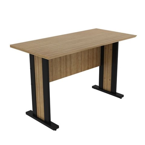 Mesa de Escritório 117cm Tampo 25mm Me4194 Amêndoa Preto Tecnomobili