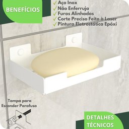 Porta Sabonete Para Banheiro Saboneteira Parede Branco ELG - 3
