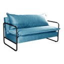 Ver imagem 1 de Sofá Diva 2 Lugares Namoradeira Industrial Decoração Sala, Varanda, Recepção - Veludo Azul