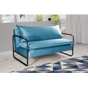Ver imagem 3 de Sofá Diva 2 Lugares Namoradeira Industrial Decoração Sala, Varanda, Recepção - Veludo Azul