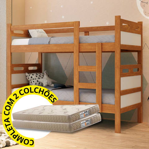 Beliche Barreto Solteiro Reforçada com 02 Colchões D20 Cor:nature/off