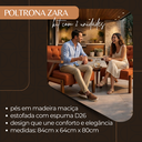 Ver imagem 4 de Kit 2 Poltronas Zara Tecido Linho Moderna Decorativa Braços Pés Madeira Maciça para Sala de Estar Es