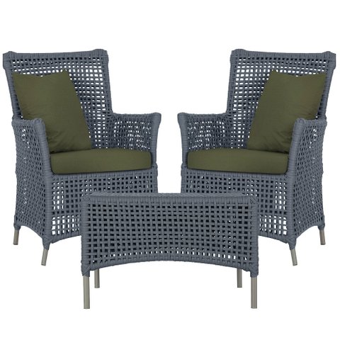 2 Poltronas e 1 Mesa Igapó em Alumínio Pintura Fendi Corda Náutica Estofado 13