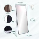 Ver imagem 2 de Espelho Grande Retangular Corpo Inteiro com Moldura em Metal 170 X 70cm Preto C/ Suporte de Chão