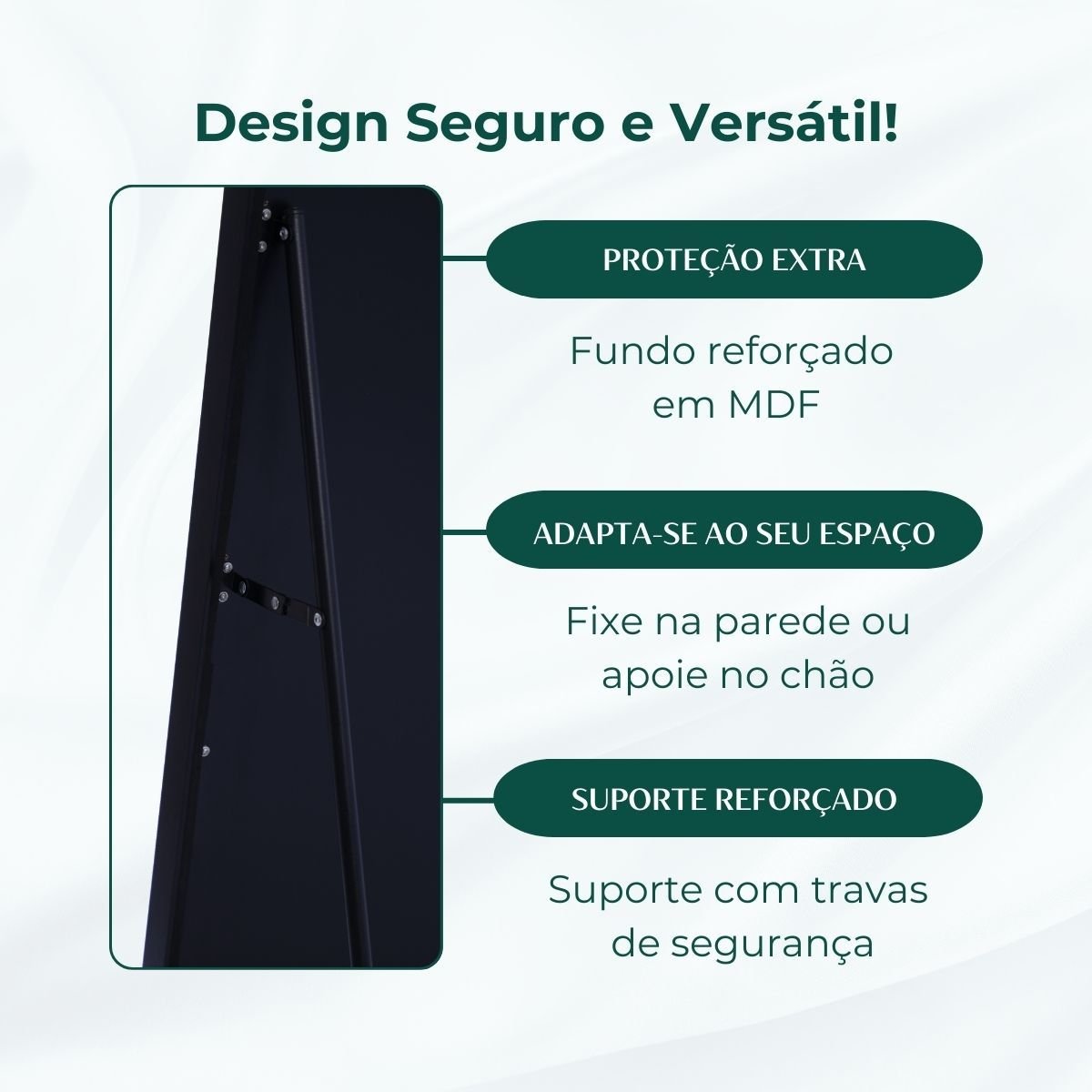 Espelho Grande Retangular Corpo Inteiro com Moldura em Metal 170 X 70cm Preto - 9