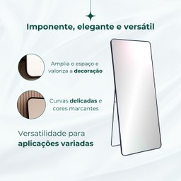 Espelho Grande Retangular Corpo Inteiro com Moldura em Metal 170 X 70cm Preto - 5