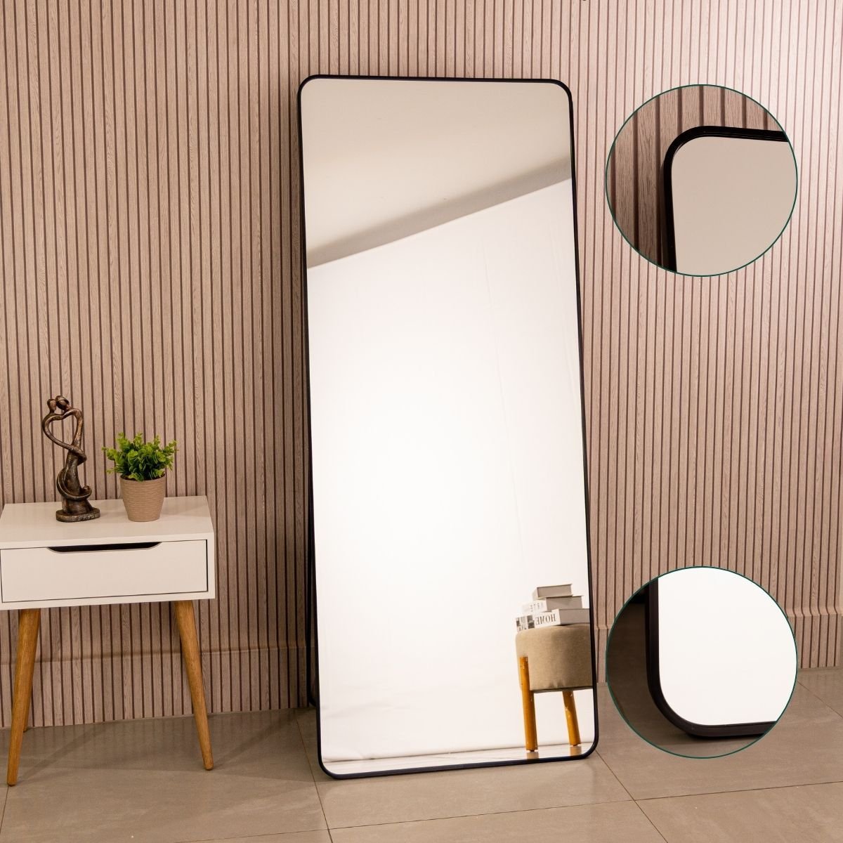 Espelho Grande Retangular Corpo Inteiro com Moldura em Metal 170 X 70cm Preto - 2