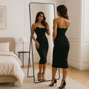 Ver imagem 5 de Espelho Grande Retangular Corpo Inteiro com Moldura em Metal 170 X 70cm Preto C/ Suporte de Chão