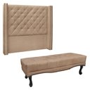 Ver imagem 1 de Kit Cabeceira e Calçadeira Recamier King 1,95m Vicenza Suede Bege - Pallazio