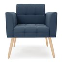 Ver imagem 3 de Poltrona Elisa Suede Azul Marinho Pés Palito Natural - D’Rossi
