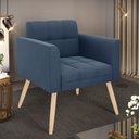 Ver imagem 2 de Poltrona Elisa Suede Azul Marinho Pés Palito Natural - D’Rossi