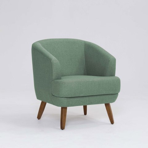 Poltrona Decorativa Milão D07 Pés Madeira Linho Mescla Verde - D’Rossi