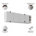 Ver imagem 4 de Armário Aéreo Nevada com Nicho 180cm 4 Portas Branco - Lumil Lumil Móveis
