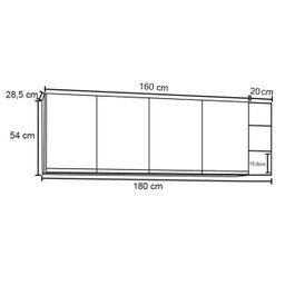 Armário Aéreo Nevada com Nicho 180cm 4 Portas Branco - Lumil Lumil Móveis - 4 Armário Aéreo Nevada com Nicho 180cm 4 Portas Branco - Lumil Lumil Móveis - 4