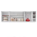 Ver imagem 3 de Armário Aéreo Nevada com Nicho 180cm 4 Portas Branco - Lumil Lumil Móveis