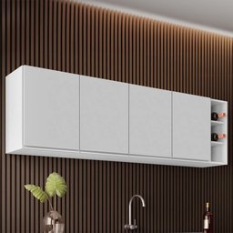 Armário Aéreo Nevada com Nicho 180cm 4 Portas Branco - Lumil Lumil Móveis - 1 Armário Aéreo Nevada com Nicho 180cm 4 Portas Branco - Lumil Lumil Móveis - 1