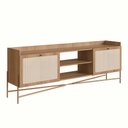 Ver imagem 2 de Rack Sala Retrô para Tv 65 Polegadas Tela Sintética 2 Portas Cor:hanover com Dourado