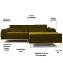 Ver imagem 5 de Sofá 265cm 4 Lugares Chaise Direito Pés Gold B-260 Mostarda