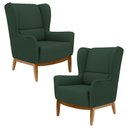 Ver imagem 1 de 2 Poltronas Base Manu Madeira C-117 Linho Verde Domi