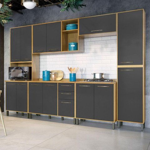 Cozinha Completa 6 Peças Áustria Valdemóveis Cinamomo/grafite