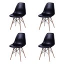 Ver imagem 4 de Jogo de Mesa 4 Cadeiras Pretas Eames Dkr 110 Cm Base Madeira Tampo Preto
