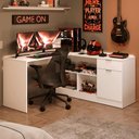 Ver imagem 1 de Escrivaninha em L para Computador Gamer Branco Roma Madesa