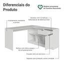 Ver imagem 5 de Escrivaninha em L para Computador Gamer Branco Roma Madesa