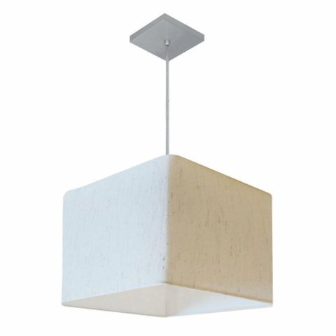 Lustre Pendente Quadrado Vivare Md-4059 Cúpula em Tecido 21/35x35cm - Bivolt Linho Bege 127/220v