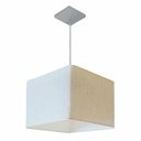 Ver imagem 1 de Lustre Pendente Quadrado Vivare Md-4059 Cúpula em Tecido 21/35x35cm - Bivolt Linho Bege 127/220v