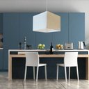 Ver imagem 3 de Lustre Pendente Quadrado Vivare Md-4059 Cúpula em Tecido 21/35x35cm - Bivolt Linho Bege 127/220v